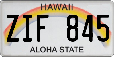 HI license plate ZIF845