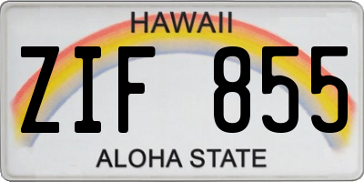 HI license plate ZIF855