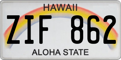 HI license plate ZIF862