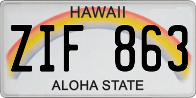 HI license plate ZIF863