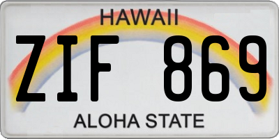 HI license plate ZIF869