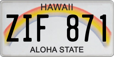 HI license plate ZIF871