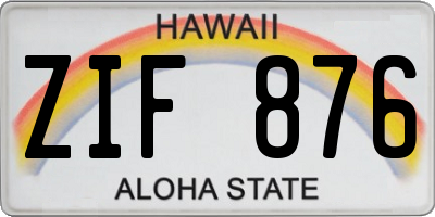 HI license plate ZIF876