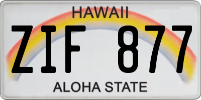 HI license plate ZIF877