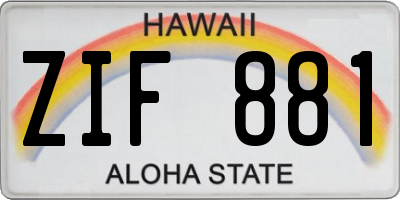 HI license plate ZIF881