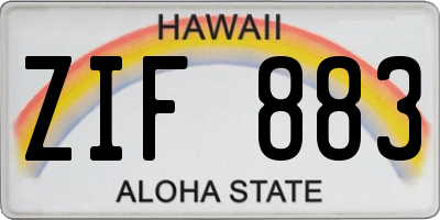 HI license plate ZIF883