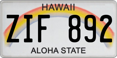 HI license plate ZIF892