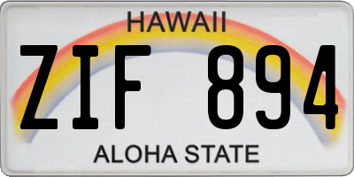 HI license plate ZIF894