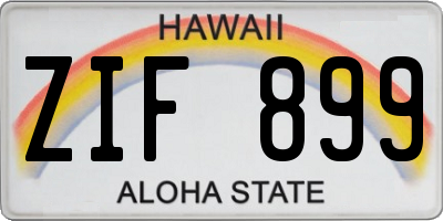 HI license plate ZIF899