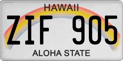 HI license plate ZIF905