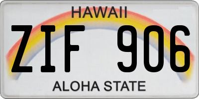 HI license plate ZIF906