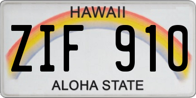 HI license plate ZIF910