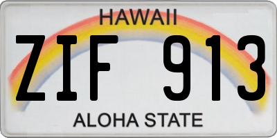 HI license plate ZIF913