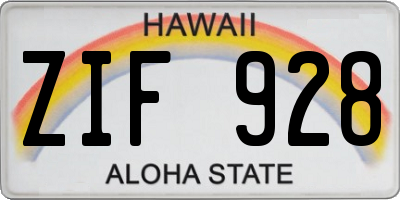 HI license plate ZIF928