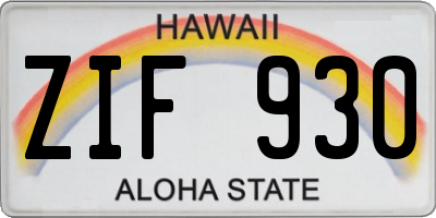 HI license plate ZIF930