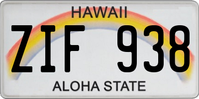 HI license plate ZIF938