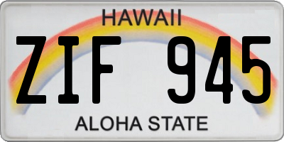 HI license plate ZIF945