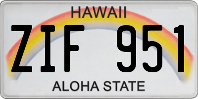 HI license plate ZIF951