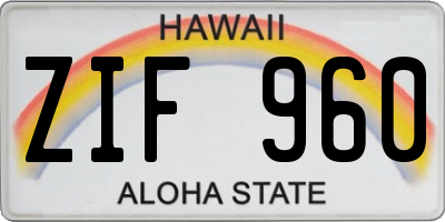 HI license plate ZIF960