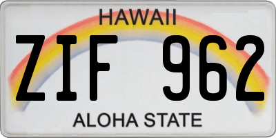 HI license plate ZIF962