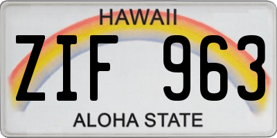 HI license plate ZIF963