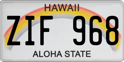 HI license plate ZIF968