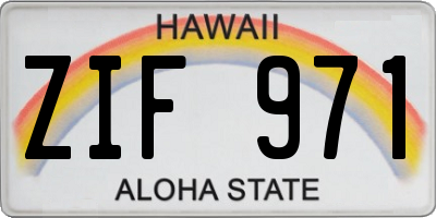HI license plate ZIF971