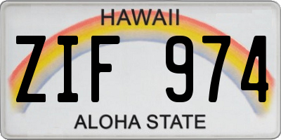 HI license plate ZIF974