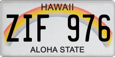 HI license plate ZIF976
