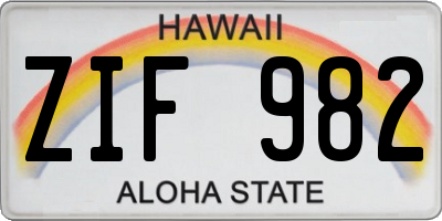 HI license plate ZIF982