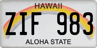 HI license plate ZIF983