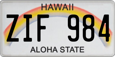 HI license plate ZIF984