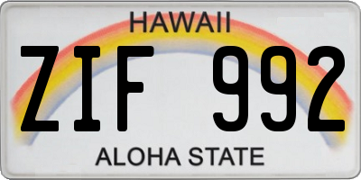 HI license plate ZIF992