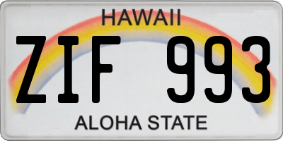 HI license plate ZIF993