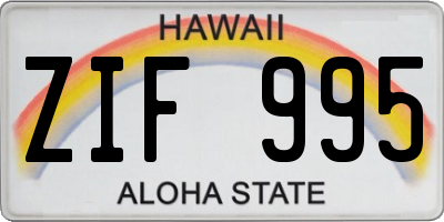 HI license plate ZIF995