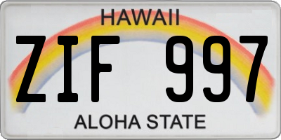 HI license plate ZIF997