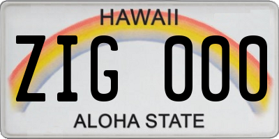 HI license plate ZIG000