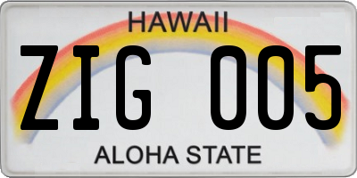 HI license plate ZIG005
