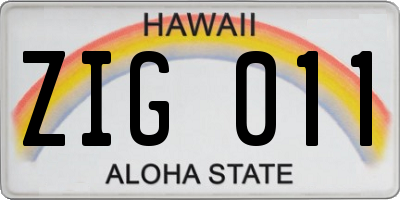HI license plate ZIG011
