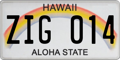 HI license plate ZIG014