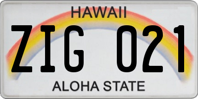 HI license plate ZIG021