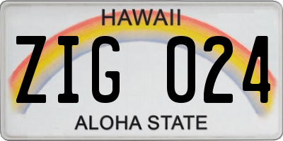 HI license plate ZIG024