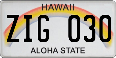 HI license plate ZIG030