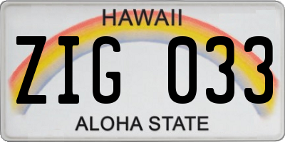 HI license plate ZIG033