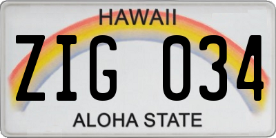 HI license plate ZIG034