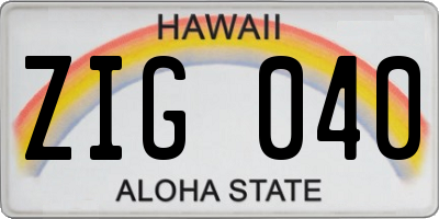 HI license plate ZIG040