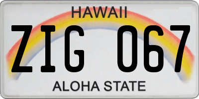HI license plate ZIG067