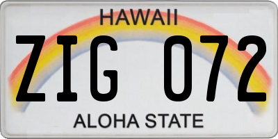 HI license plate ZIG072