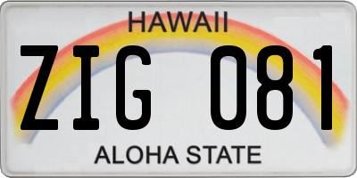 HI license plate ZIG081