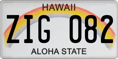 HI license plate ZIG082
